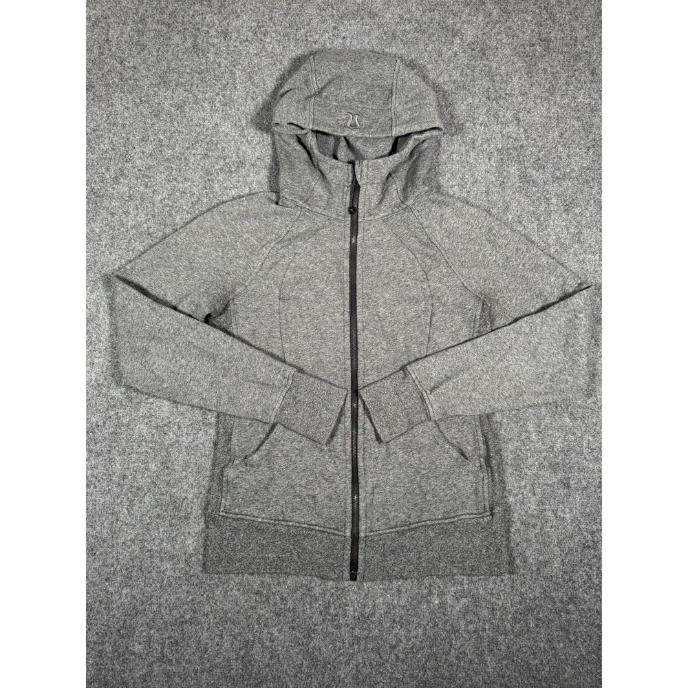 Lululemon Scuba Hoodie Jacket Light Cotton Fleece Full Zip Heathered Black